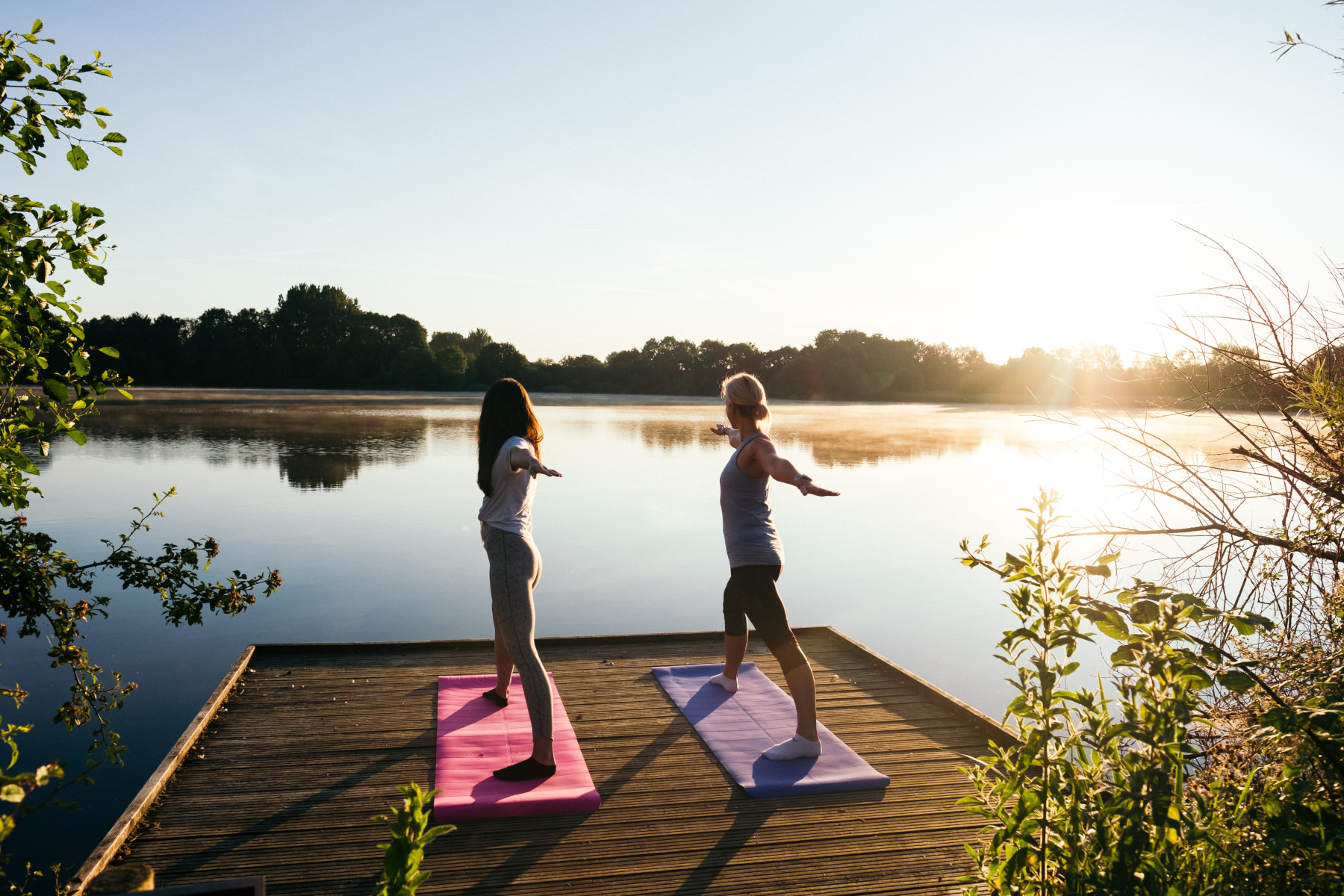 Practicing yoga at Cotswold Water Park