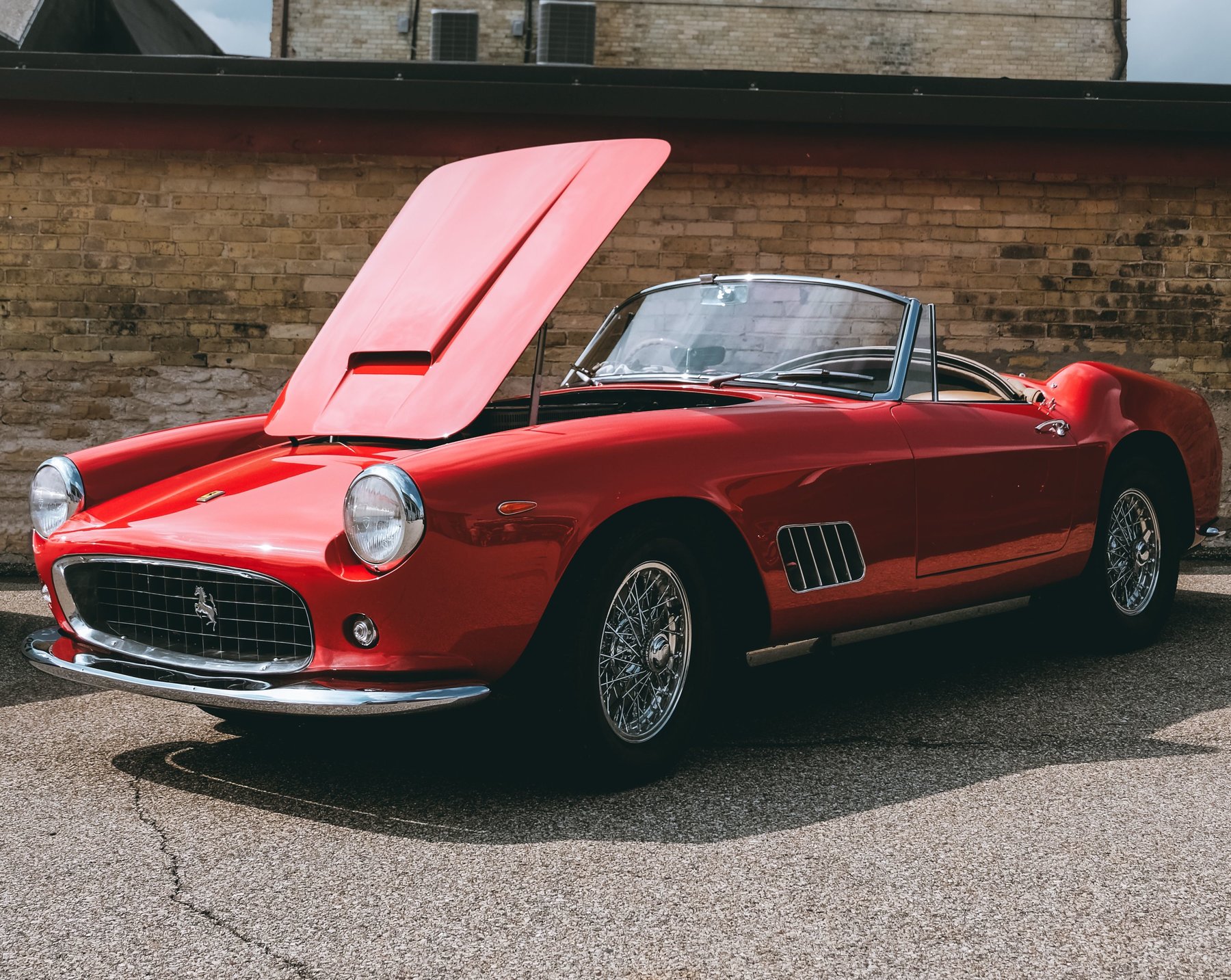 red vintage car