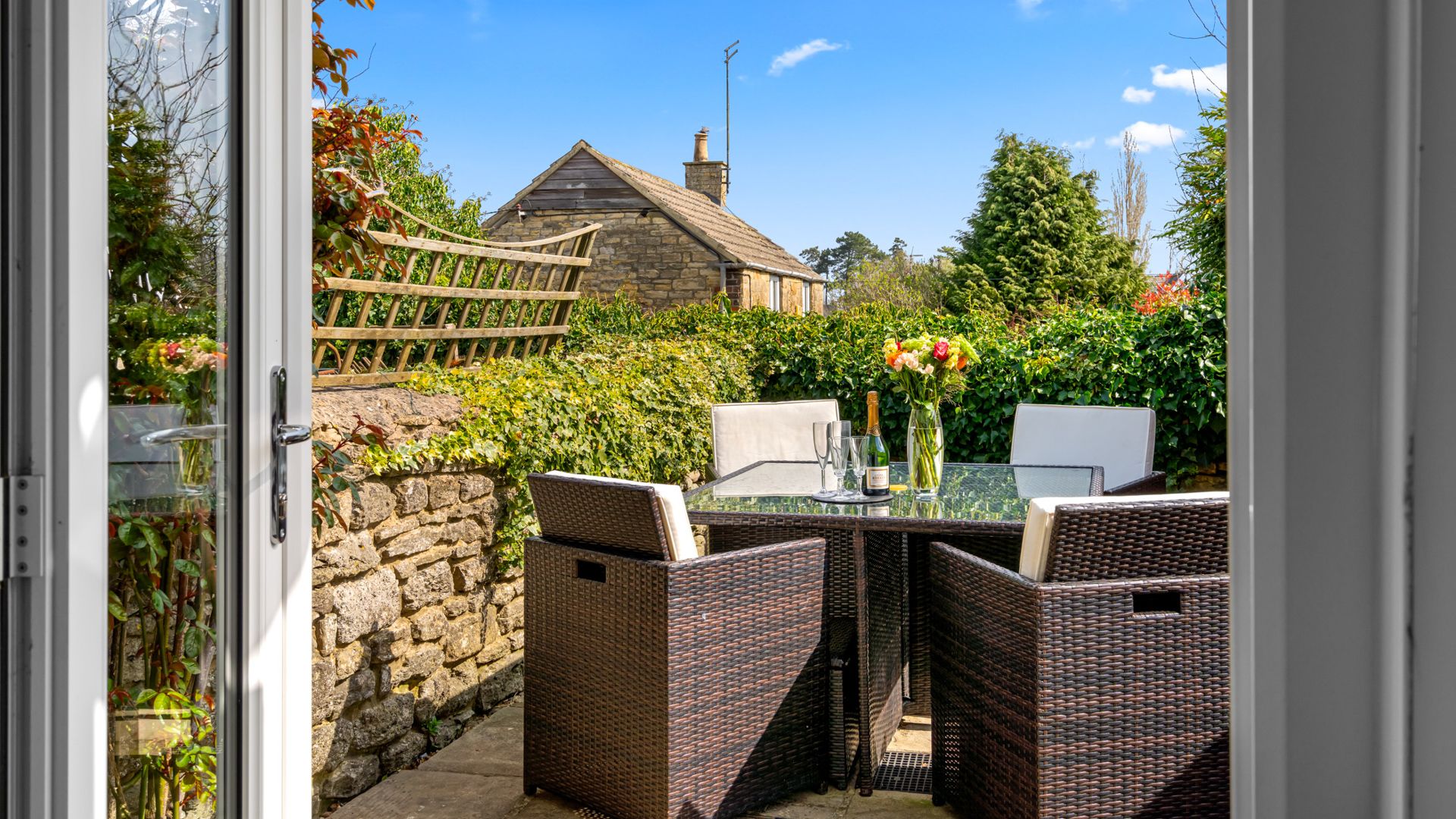 The outdoor area is lovely and peaceful