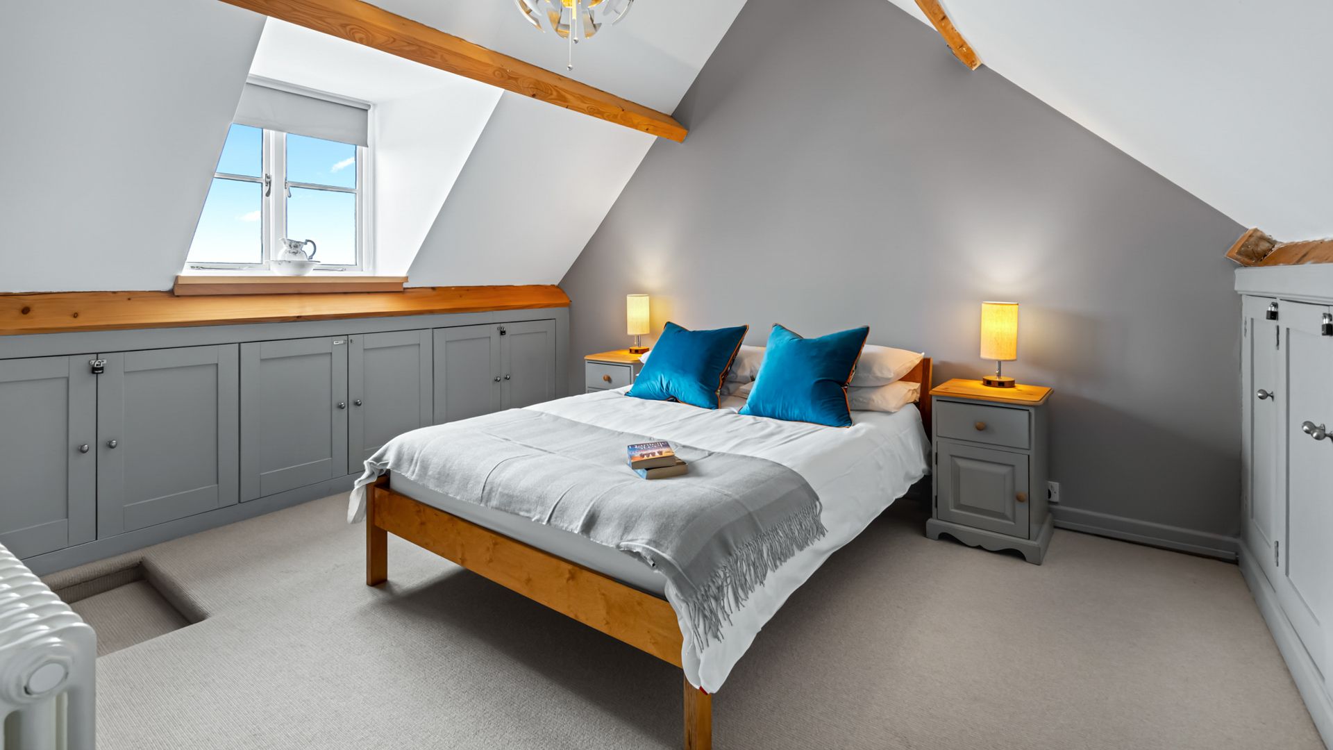 The second bedroom is in the attic with views across Malmesbury