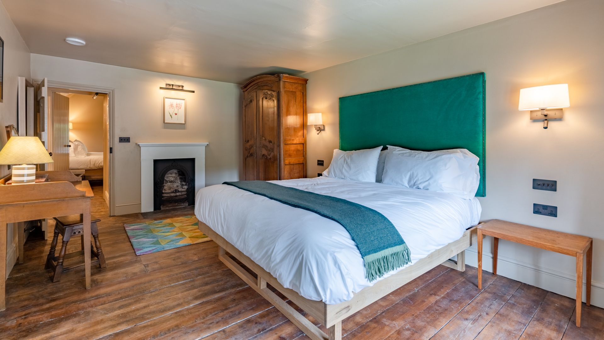 Upper Lodge's master bedroom is elegant and peaceful