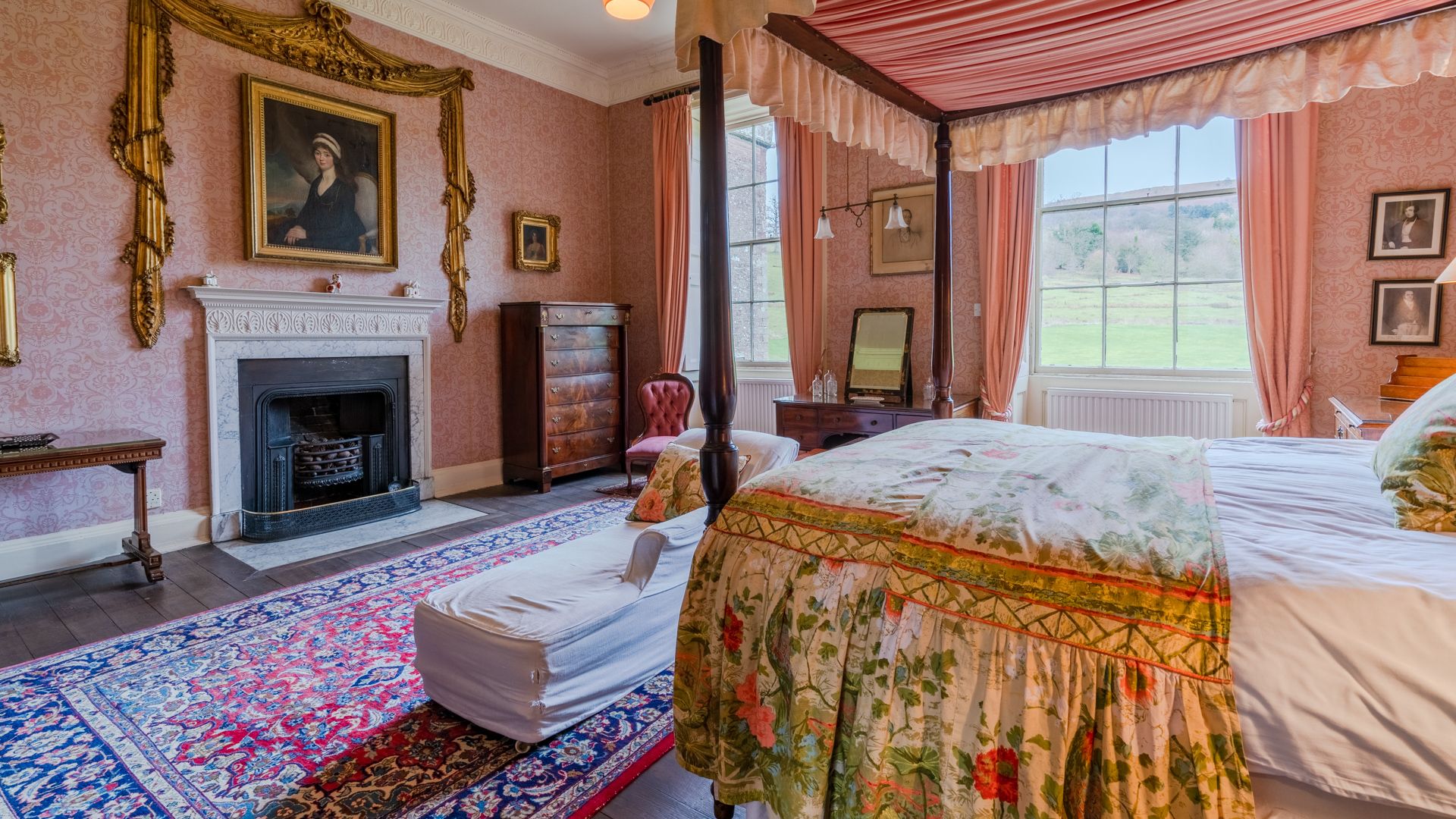 Kentchurch Court's Azalea bedroom is opulently finished