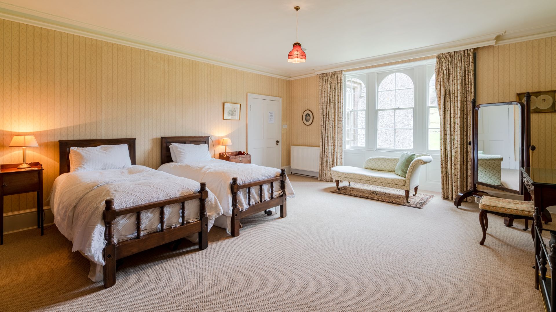 The Rhododendron bedroom at Kentchurch Court is a haven of tranquillity